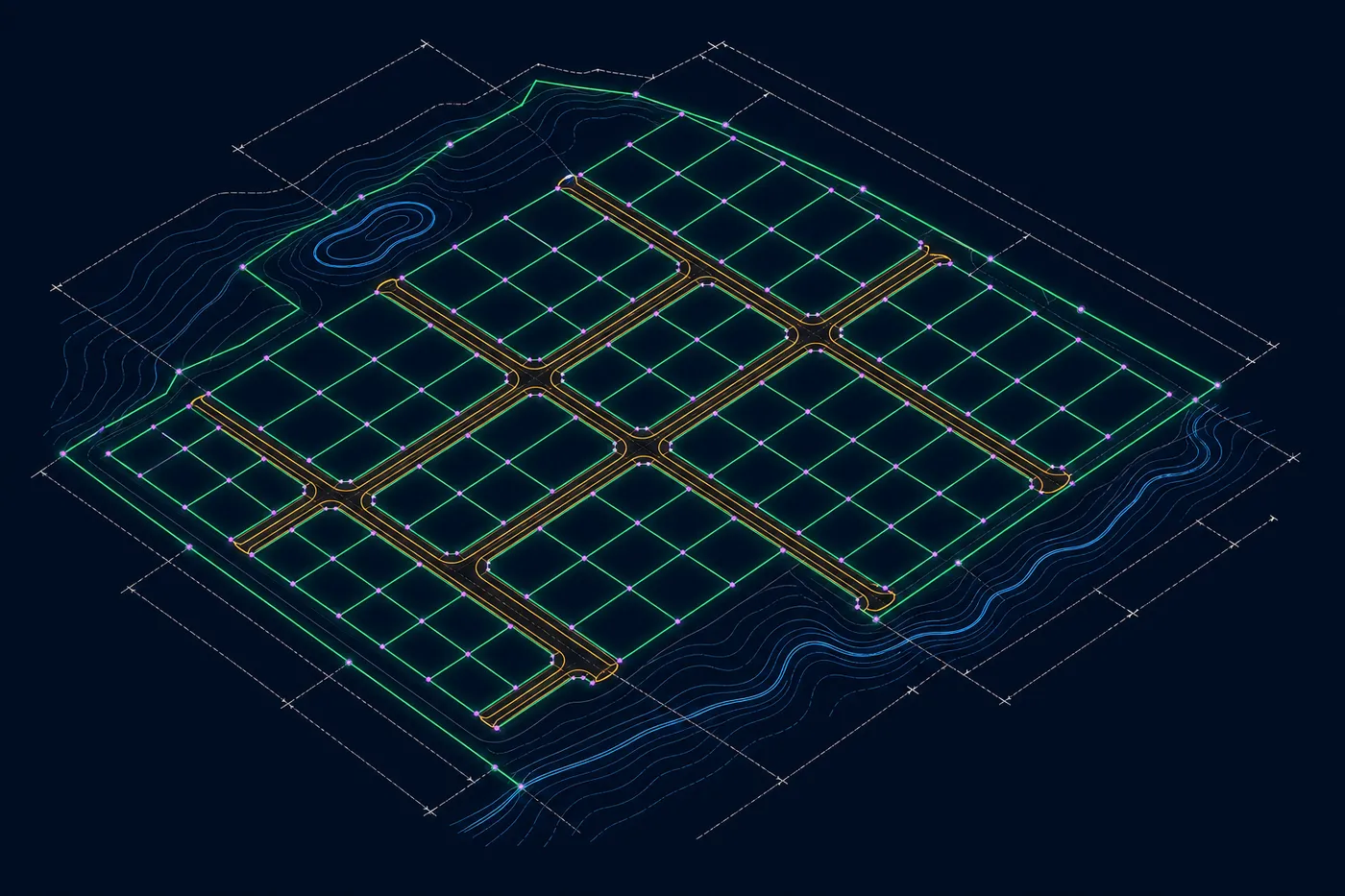 ตัวอย่างผังแบ่งแปลงที่ดินสำหรับออกแบบผังจัดสรร โดย TNR GEOSERVICE